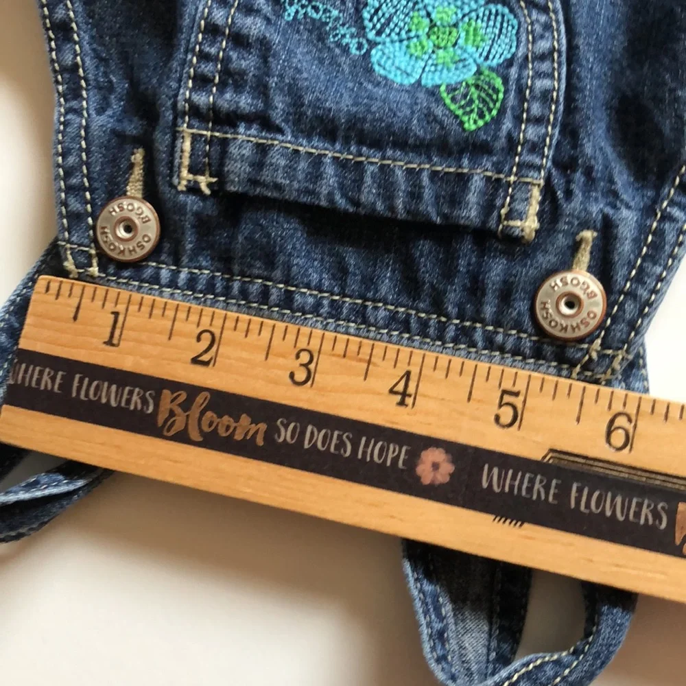 Oshkosh Denim Dress Hawaiian Girls Denim Overall Dress with Tropical Dress
